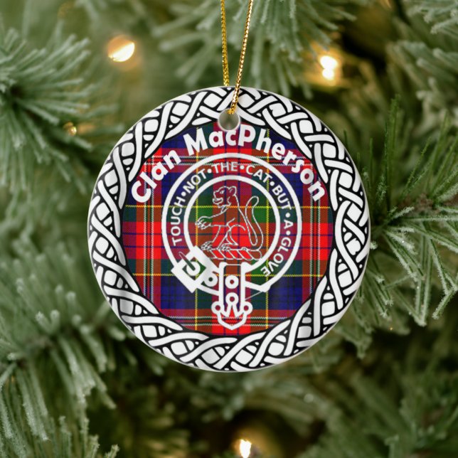 Scottish Clan MacPherson Tartan and Crest Ceramic Ornament (Tree)