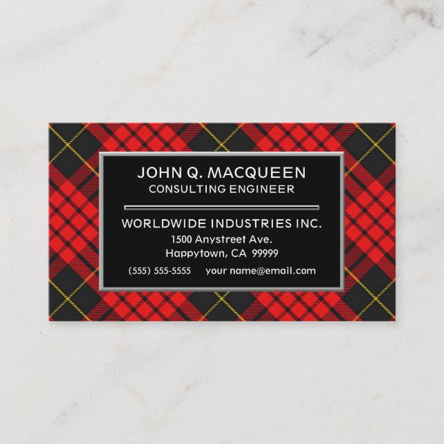 Scottish Clan MacQueen Tartan Plaid Business Card (Front)