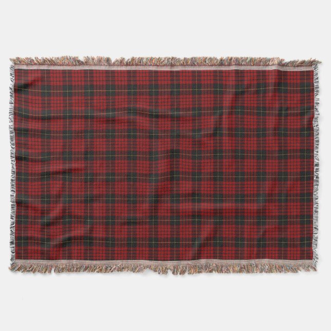 Scottish Clan MacQueen Tartan Throw Blanket (Front)
