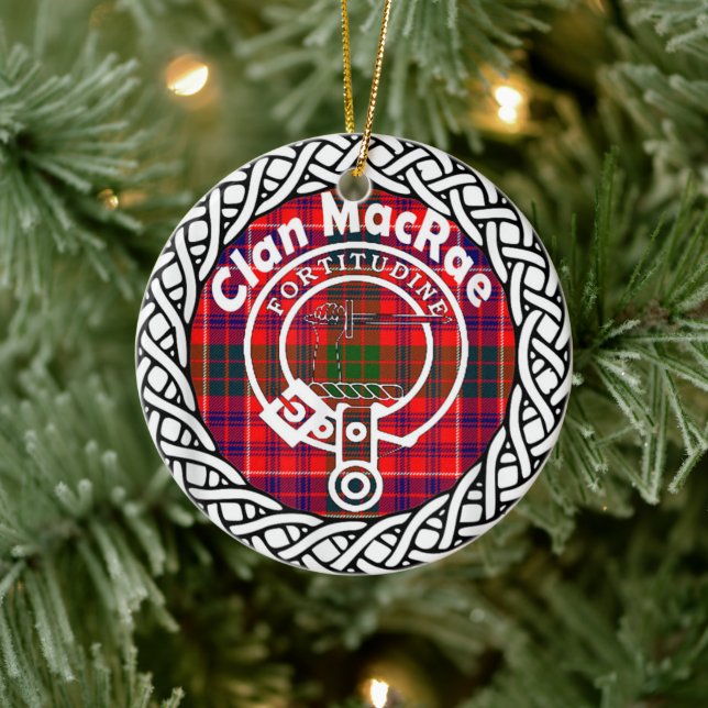 Scottish Clan MacRae Tartan and Crest Ceramic Ornament (Tree)