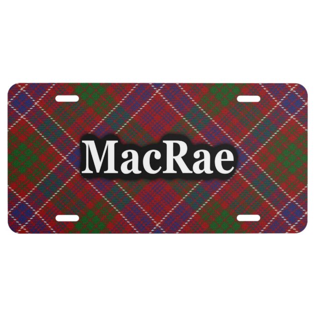 Scottish Clan MacRae Tartan Celebration License Plate (Front)