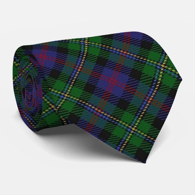 Scottish Clan Malcolm Letter M Monogram Tartan Neck Tie (Rolled)