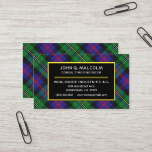 Scottish Clan Malcolm Tartan Plaid Business Card