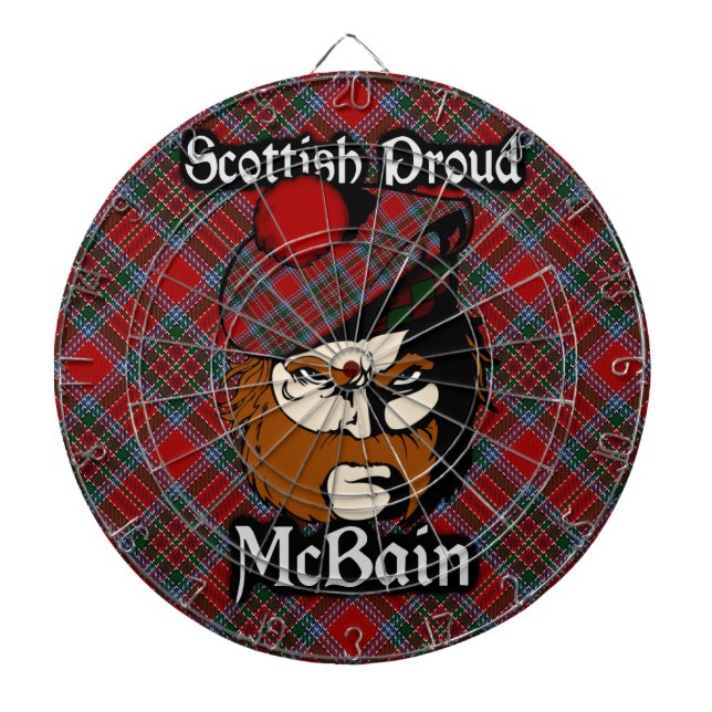 Scottish Clan McBain MacBain Tartan Dartboard With Darts (Front)