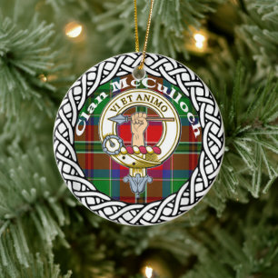 Scottish Clan McCulloch Tartan and Crest Ceramic Ornament