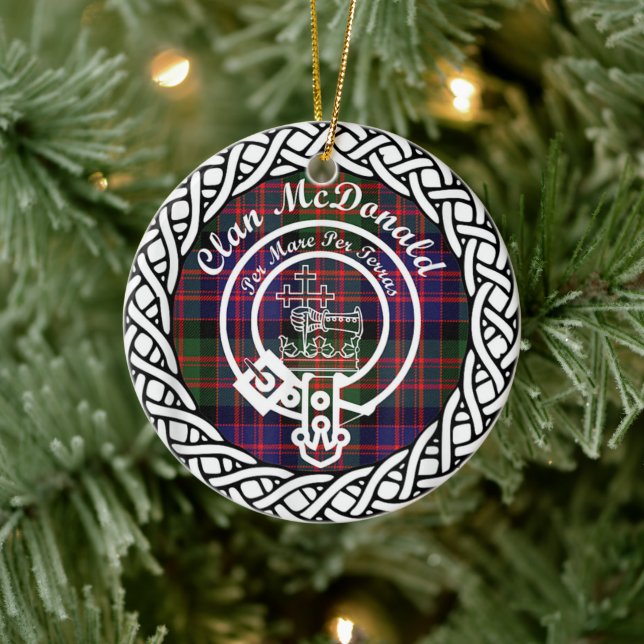 Scottish Clan McDonald Tartan and Crest Ceramic Ornament (Tree)