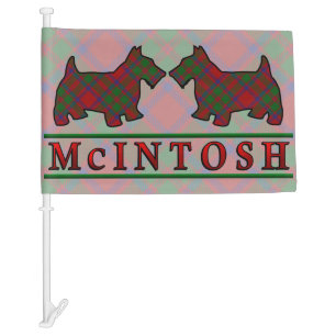 Scottish Clan McIntosh Tartan Scottie Dogs Car Flag