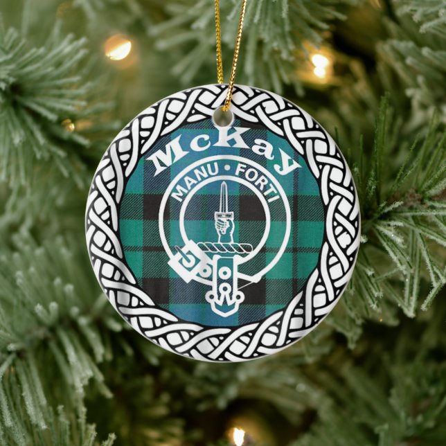 Scottish Clan McKay Tartan and Crest Ceramic Ornament (Tree)