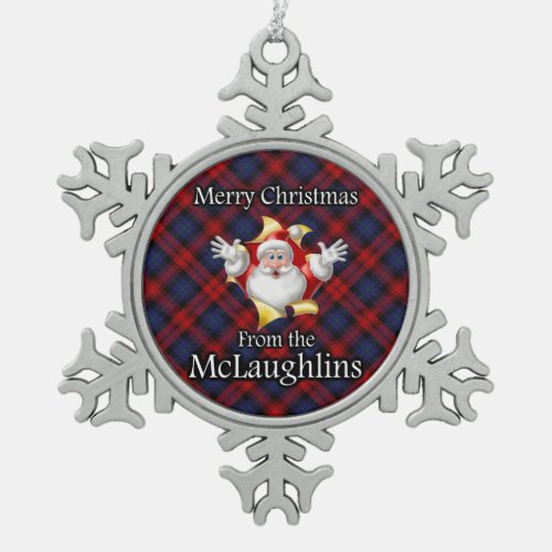 Scottish Clan McLaughlin MacLachlan Christmas Snowflake Pewter Christmas Ornament