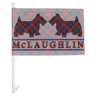 Scottish Clan McLaughlin Tartan Scottie Dogs Car Flag