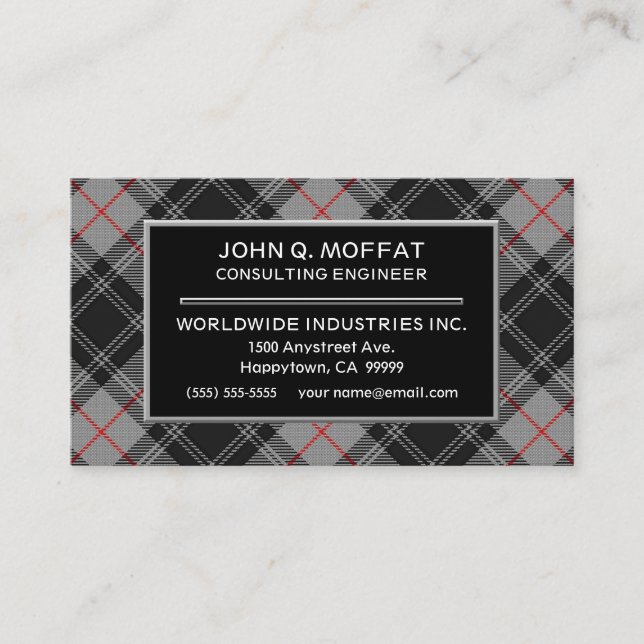 Scottish Clan Moffat Tartan Plaid Business Card (Front)