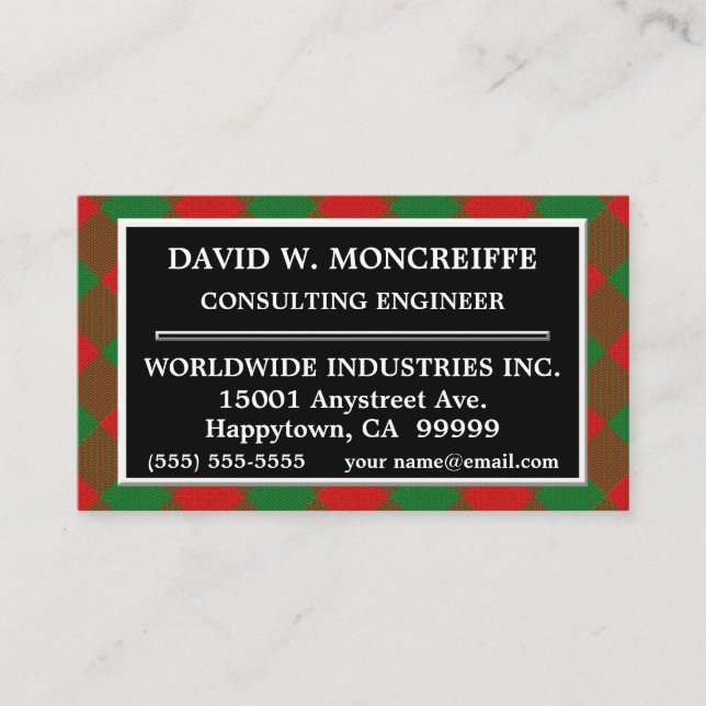 Scottish Clan Moncreiffe Tartan Plaid Business Card (Front)
