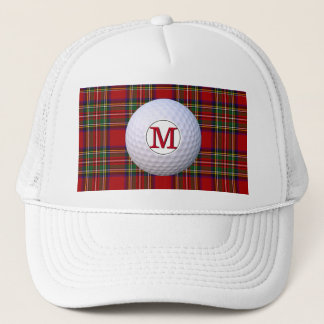 Scottish Clan Monogram Royal Stewart Tartan Plaid Trucker Hat