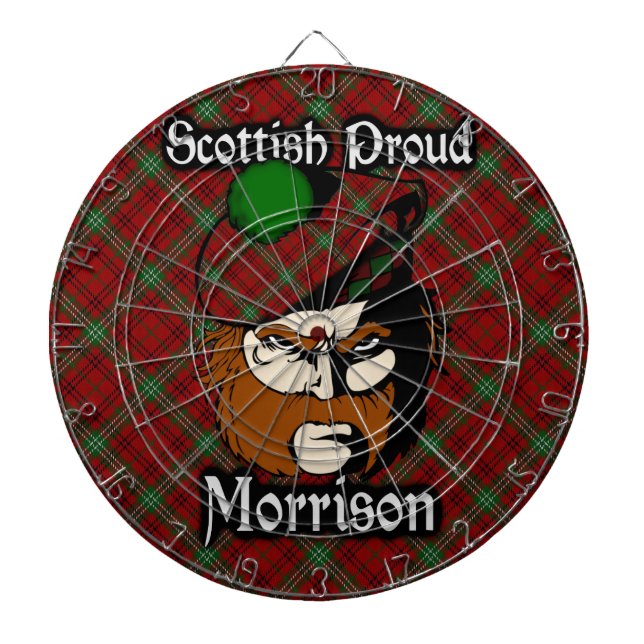 Scottish Clan Morrison Tartan Dartboard With Darts (Front)