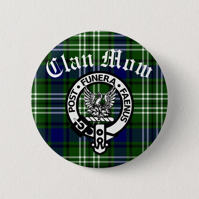 Scottish Clan Mow Crest & Tartan  Button (Front)