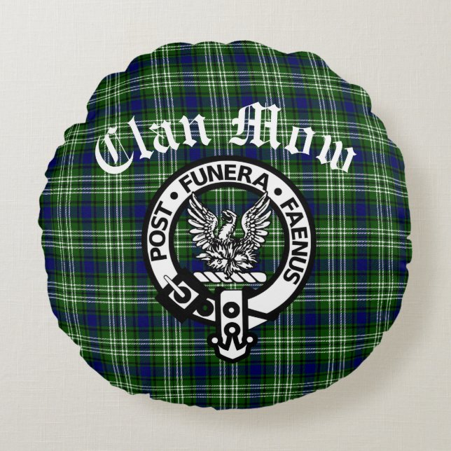 Scottish Clan Mow Crest & Tartan  Round Pillow (Front)