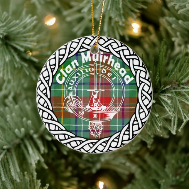 Scottish Clan Muirhead Tartan and Crest Ceramic Ornament (Tree)