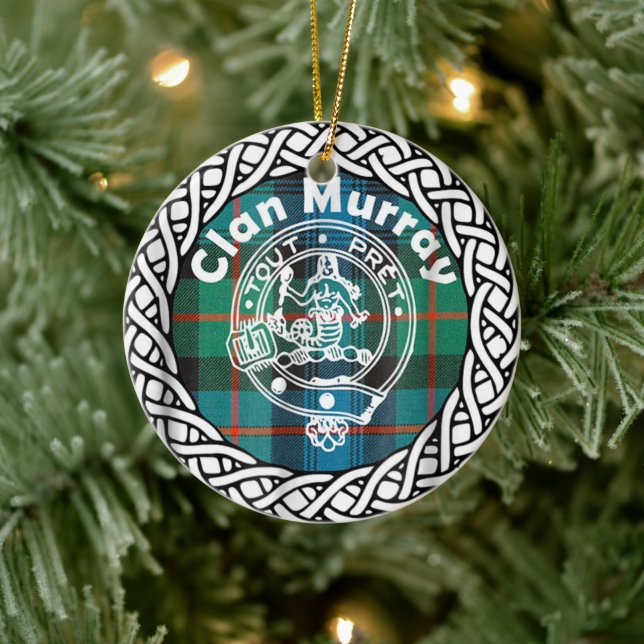 Scottish Clan Murray Tartan and Crest Ceramic Ornament (Tree)