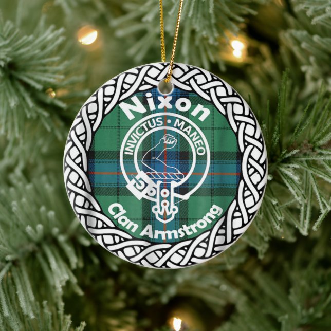 Scottish Clan Nixon Tartan and Crest Ceramic Ornament (Tree)