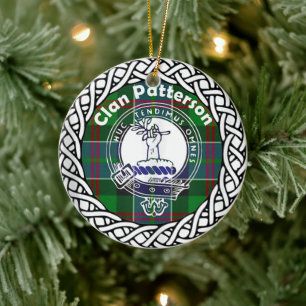 Scottish Clan Patterson Tartan and Crest Ceramic Ornament