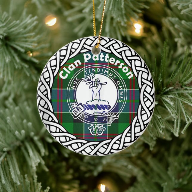 Scottish Clan Patterson Tartan and Crest Ceramic Ornament (Tree)