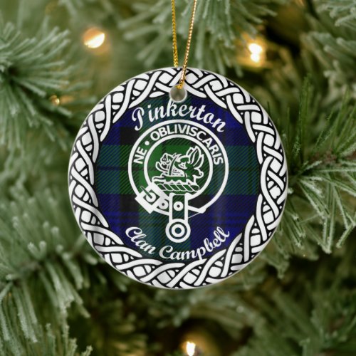 Scottish Clan Pinkerton Tartan and Crest Ceramic Ornament