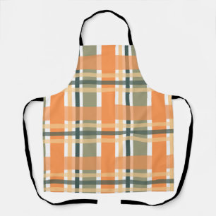 Scottish clan plaid orange green tartan checkered apron