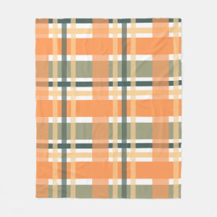 Scottish clan plaid orange green tartan checkered fleece blanket