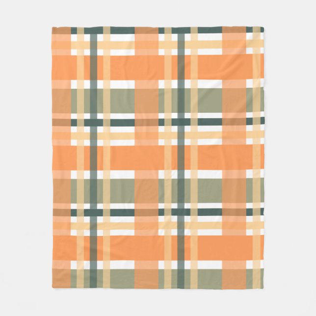 Scottish clan plaid orange green tartan checkered  fleece blanket (Front)