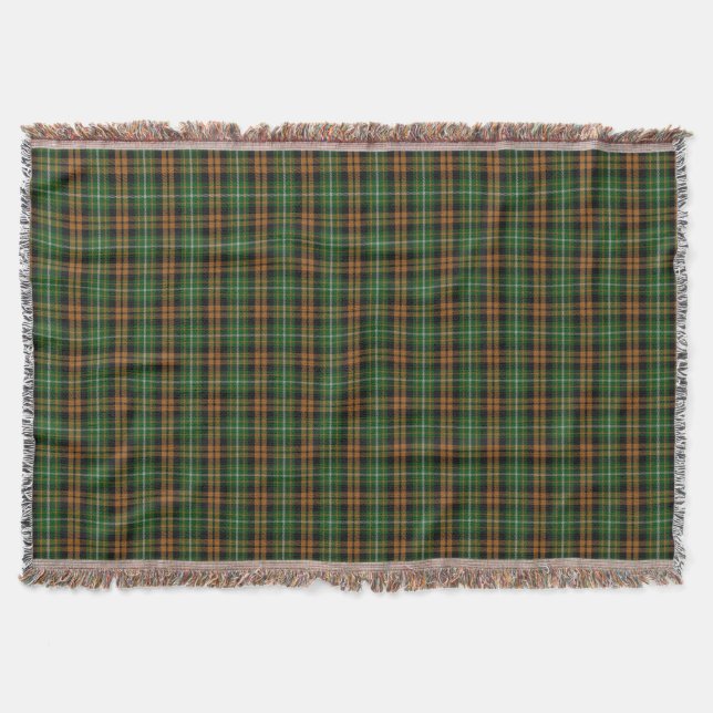 Scottish Clan Ramsay Orange Hunting Tartan Throw Blanket (Front)