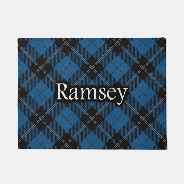 Scottish Clan Ramsay Ramsey Blue Hunting Tartan Doormat (Front)
