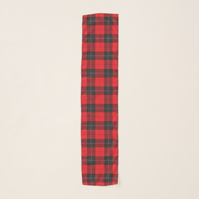 Scottish Clan Ramsay Red and Black Tartan Plaid Scarf (Front)
