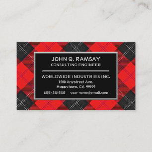 Scottish Clan Ramsay Red Tartan Plaid Business Card