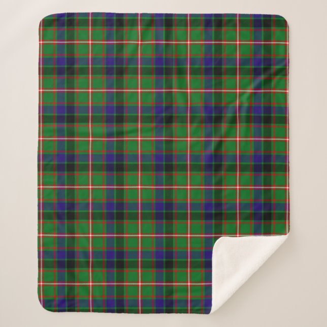 Scottish Clan Reid Tartan Plaid Sherpa Blanket (Front)