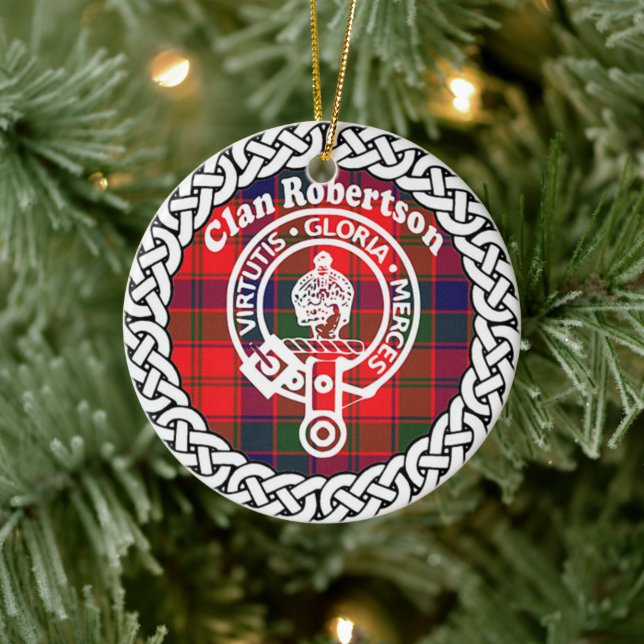Scottish Clan Robertson Tartan and Crest Ceramic Ornament (Tree)