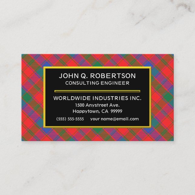 Scottish Clan Robertson Tartan Plaid Business Card (Front)