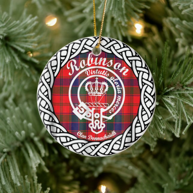 Scottish Clan Robinson Tartan and Crest Ceramic Ornament (Tree)
