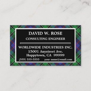 Scottish Clan Rose Tartan Plaid Business Card