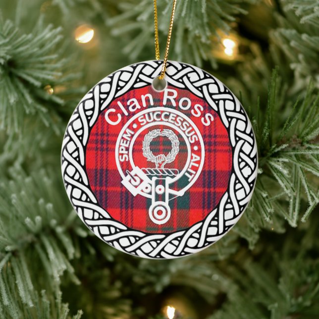 Scottish Clan Ross Tartan and Crest Ceramic Ornament (Tree)