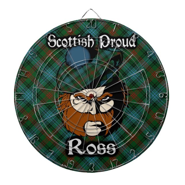 Scottish Clan Ross Tartan Dartboard (Front)