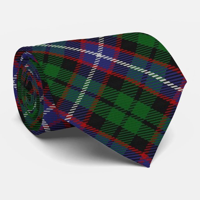 Scottish Clan Russell Letter R Monogram Tartan Neck Tie (Rolled)
