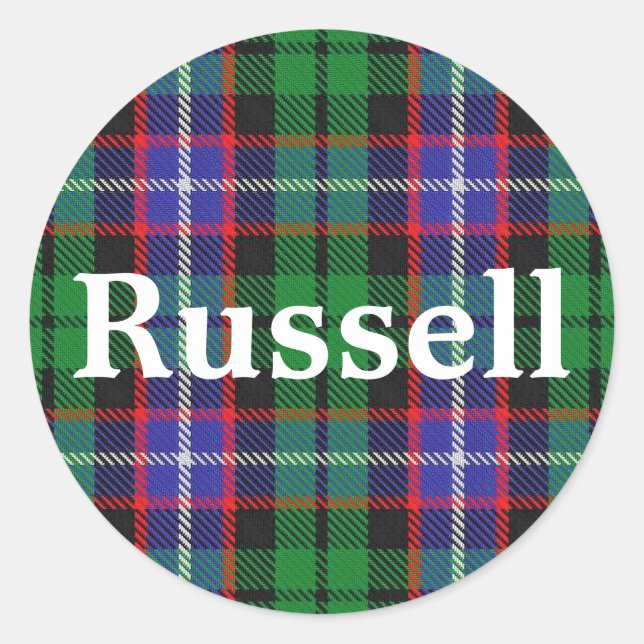 Scottish Clan Russell Tartan Plaid Classic Round Sticker (Front)