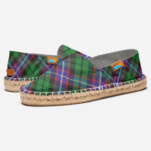 Scottish Clan Russell Tartan Plaid Espadrilles (Angled)