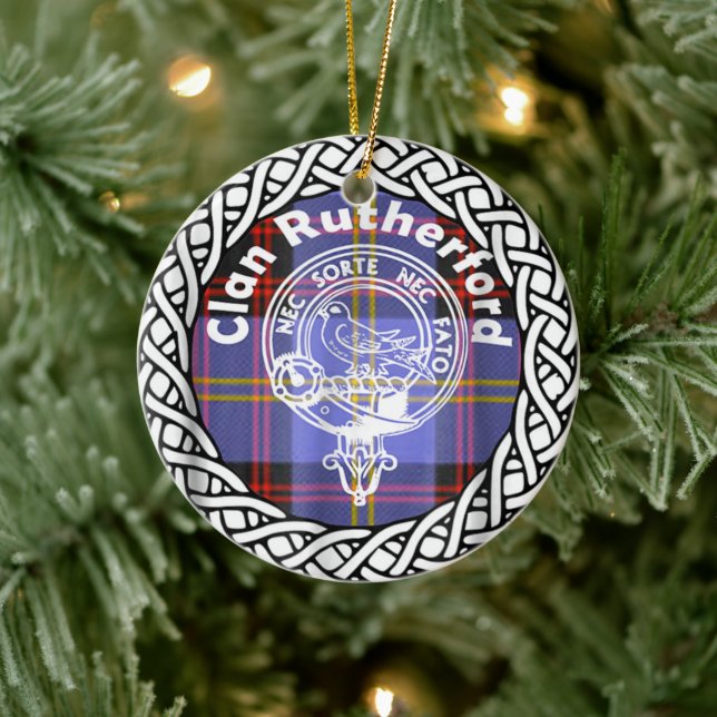 Scottish Clan Rutherford Tartan and Crest Ceramic Ornament (Tree)