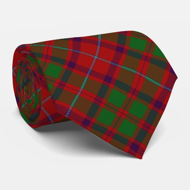 Scottish Clan Shaw Letter S Monogram Red Tartan Tie (Rolled)