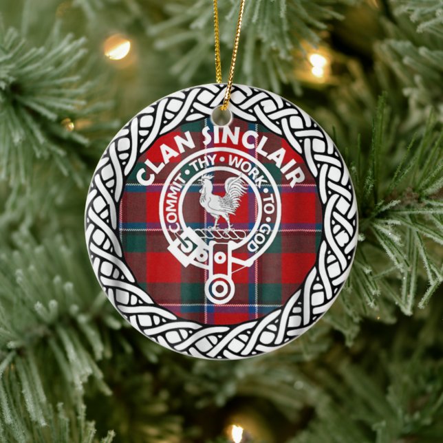 Scottish Clan Sinclair Tartan and Crest Ceramic Ornament (Tree)
