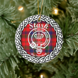 Scottish Clan Stark Tartan and Crest Ceramic Ornament
