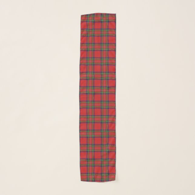 Scottish Clan Stewart Red Tartan Plaid Scarf (Front)