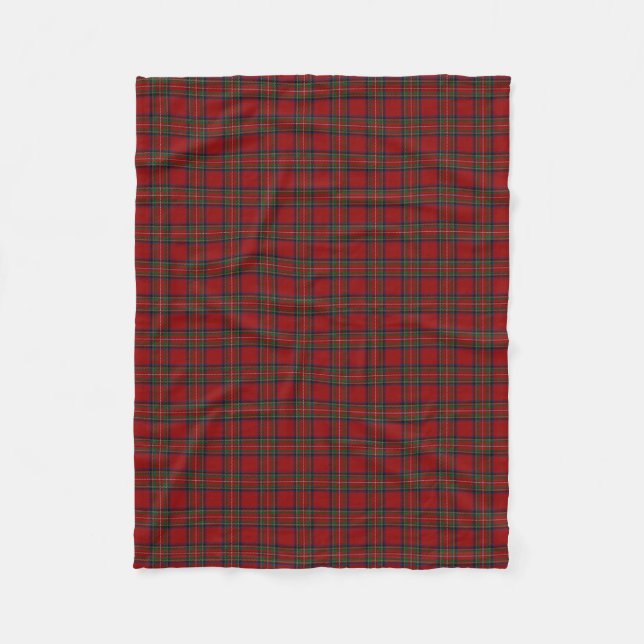 Scottish Clan Stewart Royal Red Classic Tartan Fleece Blanket (Front)
