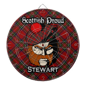 Scottish Clan Stewart Tartan Dartboard With Darts